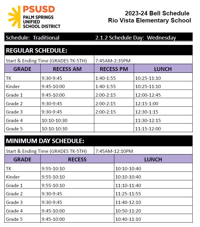 bell schedule
